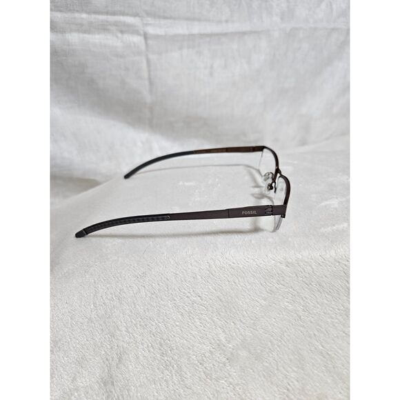 FOSSIL Carson Bronze Steel Half Rim Mens Eyeglasses Frame, 49 17 135, w/case - Picture 7 of 12